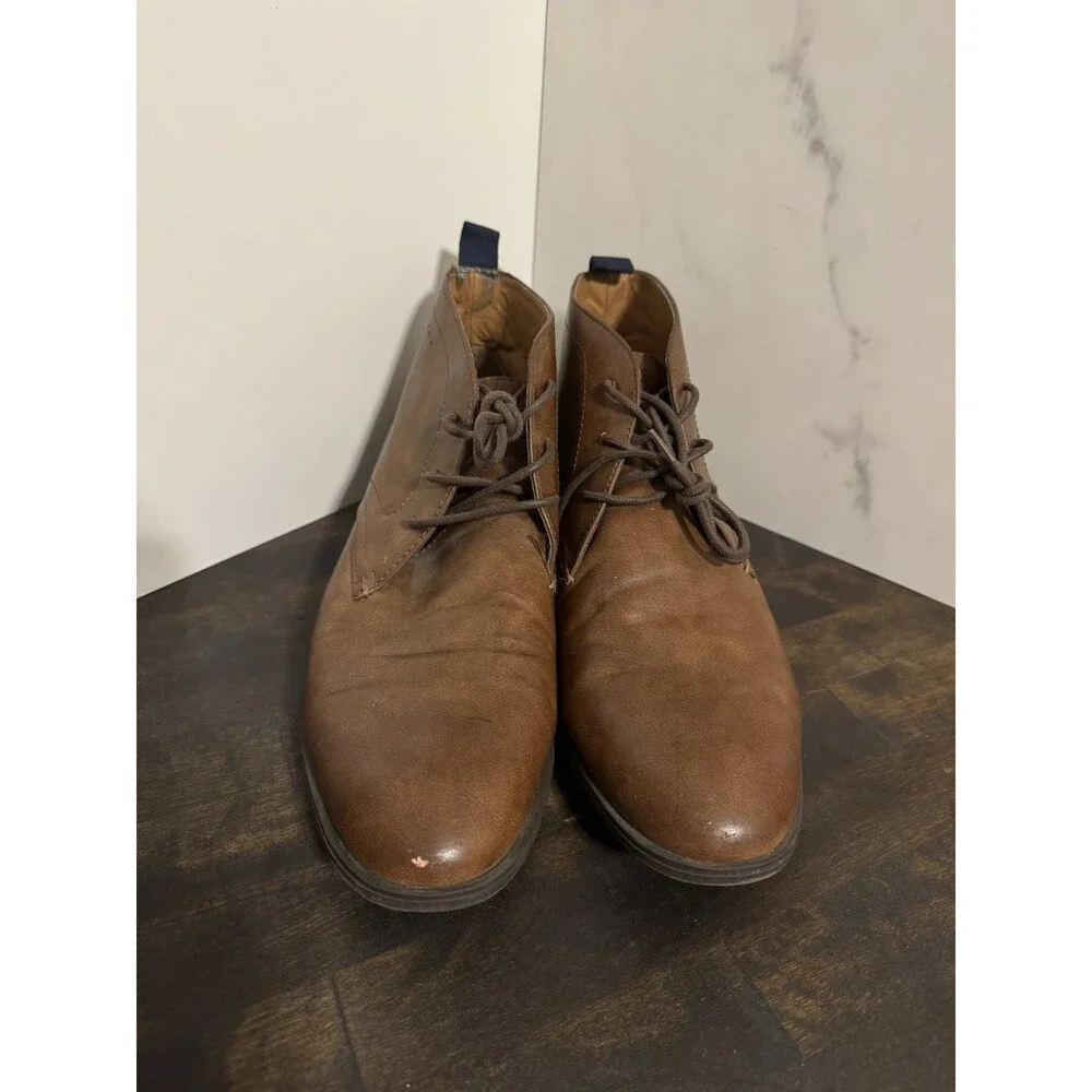 GUESS Men's Gmmorven Chukka Boots Brown Leather US 10 Ankle Casual Dress Shoes